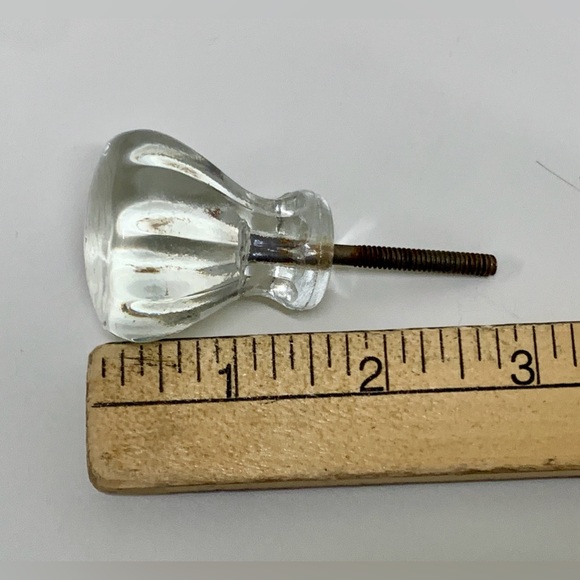 Early 20th Century Antique Clear Glass Faceted 10 Sided Clear Glass Door Knob - Picture 10 of 10